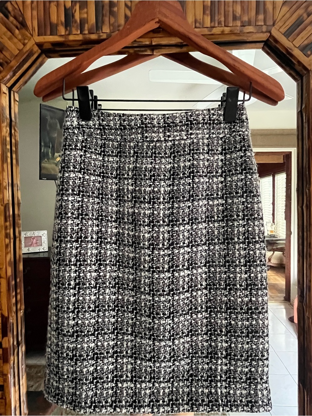 Banana Republic Black and White Tweed Pencil Skirt